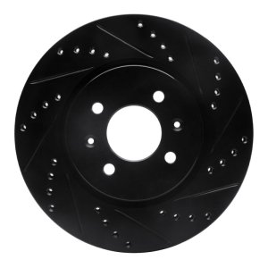 Hyundai Accent Brake Rotor (1) - Front Right - R1 Concepts - Drilled & Slotted - Black - `12-`23
